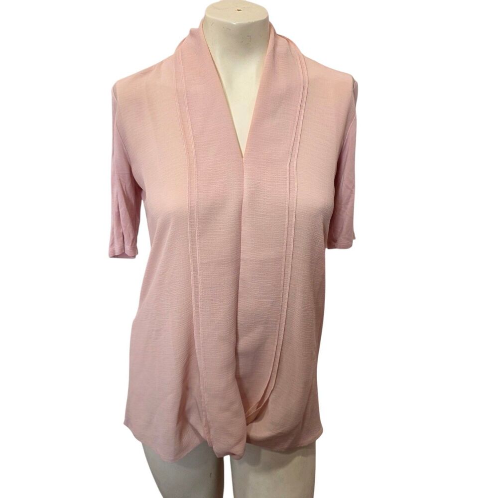 H by Halston Pink Draped Cowl Neck Tunic Top XXS Soft Stretch Casual Chic